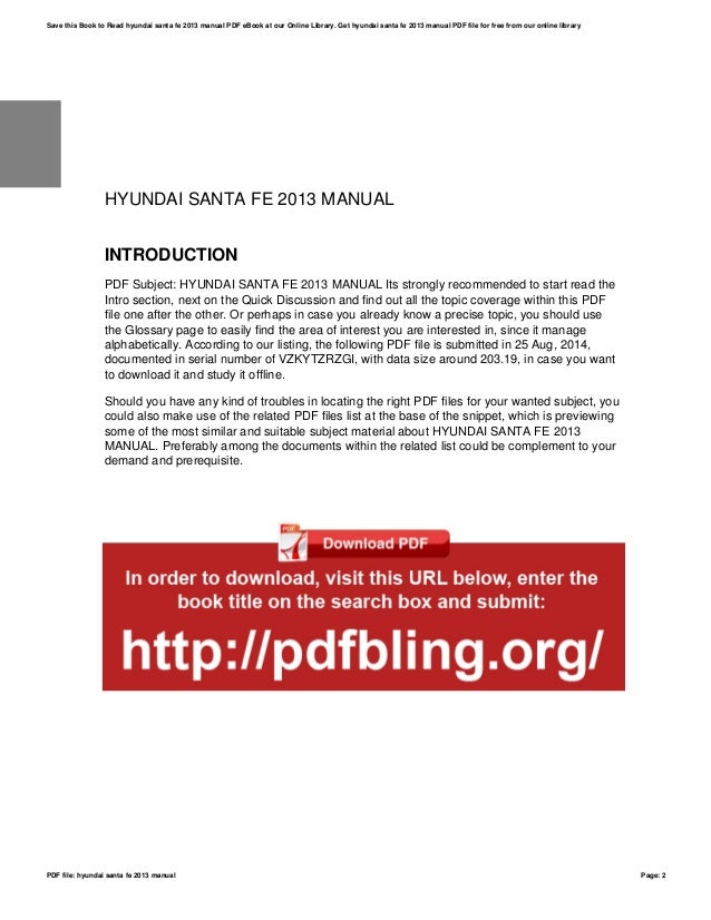 service manual 2013 hyundai santa fe free ebook ebook